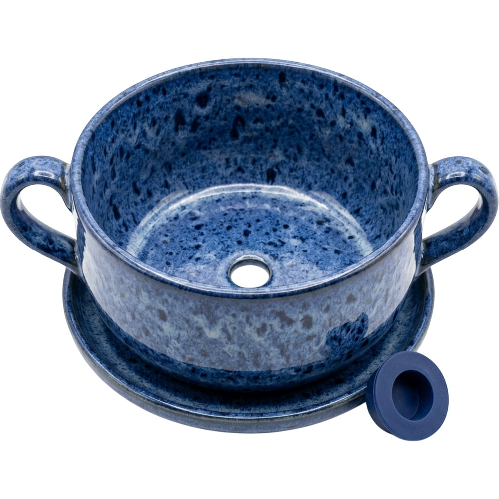 Ymvbk Double Handle Reactive Glaze Ceramic Planter Cobalt - Product view