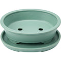 Ymvbk Oval Bonsai Ceramic Planter with Tray Seafoam - Product view